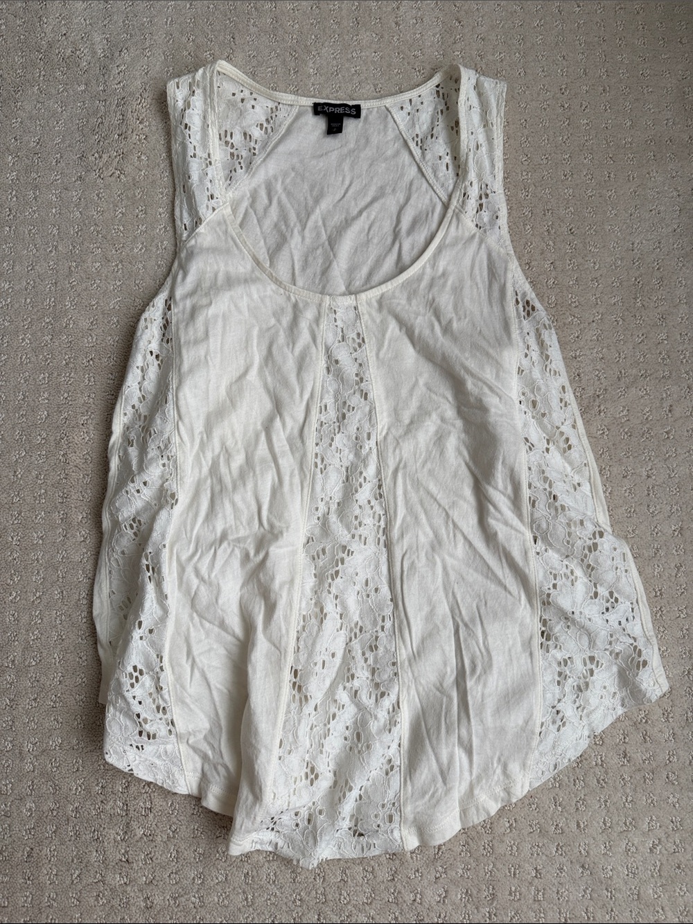 Express cream Lace Panel Tank Top